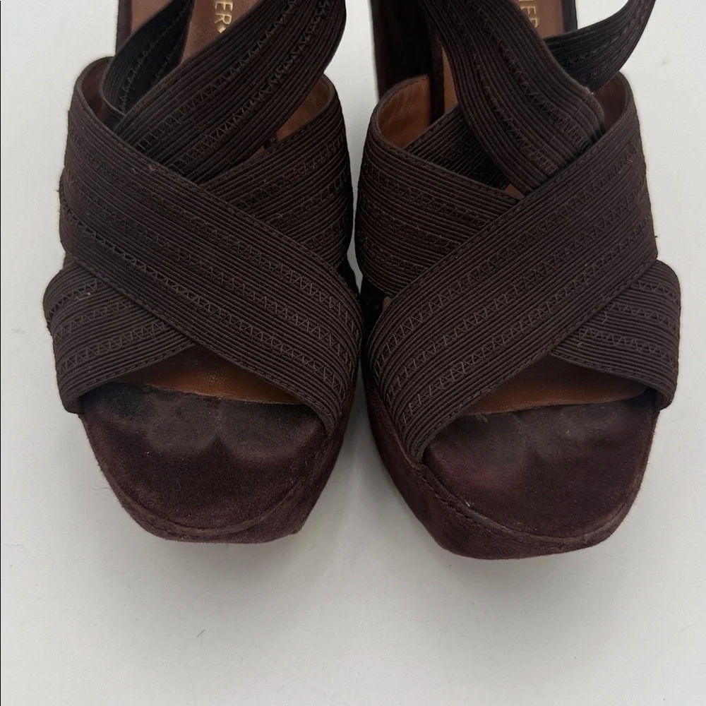 Donald J. Pliner lawney Dark Brown Wedge Sandals women 8M suede event goth Y2K